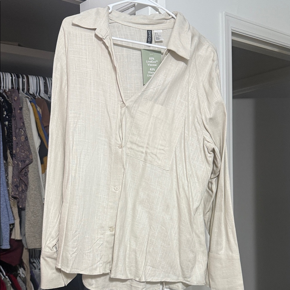 H&M Cream Viscose Shirt